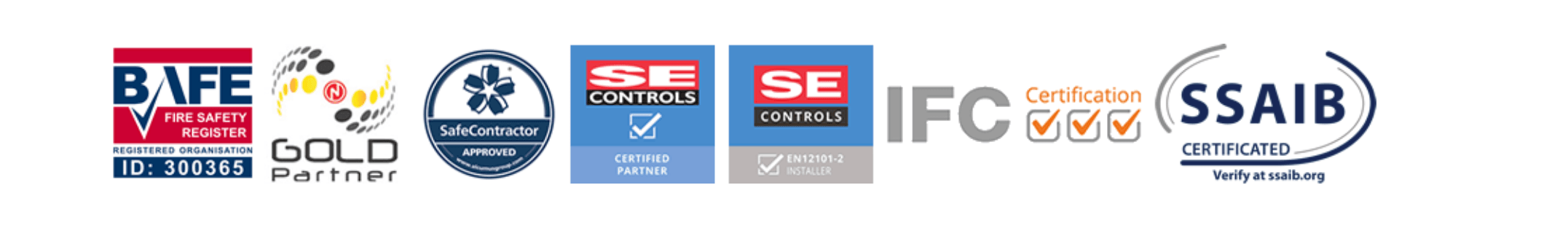 LTL accreditations including BAFE, Gold Partner, SafeContractor, SE Controls, IFC and SSAIB
